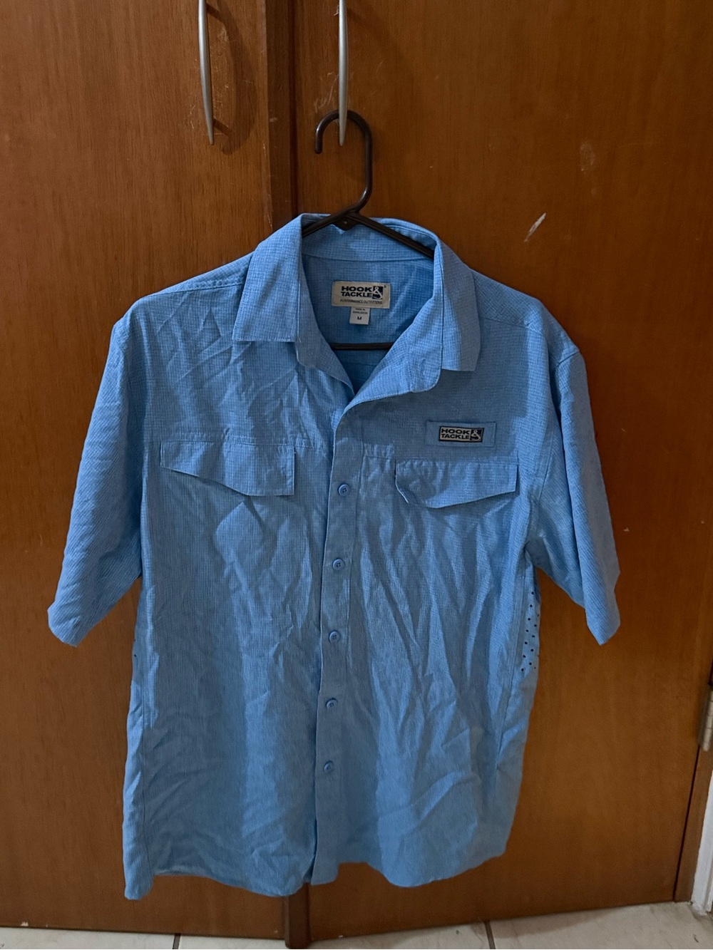 Hook and tackle Men's Short Sleeve Fishing Shirt - Light Blue